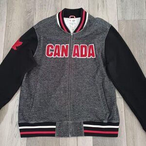 Hudson Bay Co. HBC Canada Olympic Men Large Gray Athletic Fleece Jacket Full zip